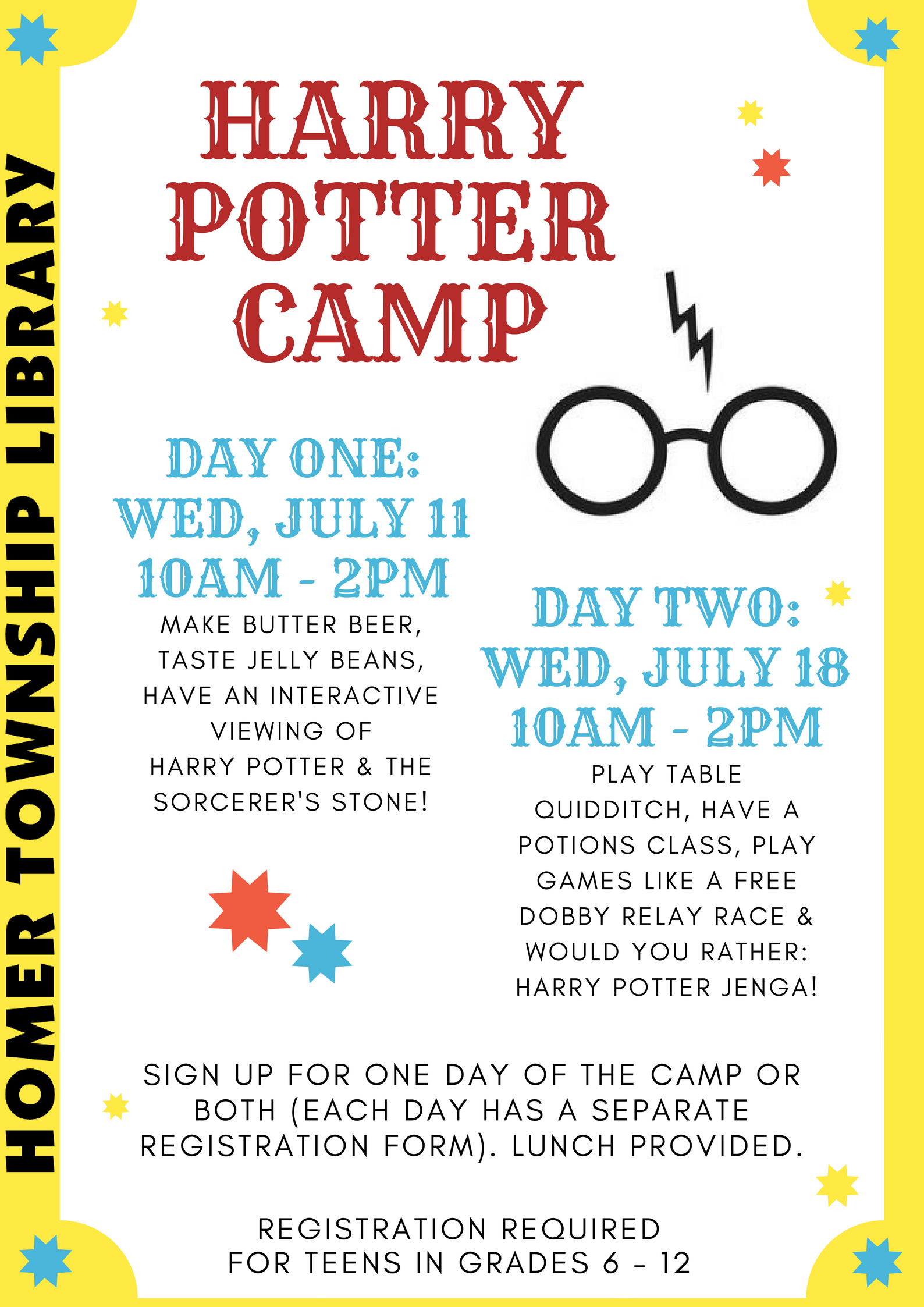 HARRY POTTER CAMP DAY ONE Homer Township Public Library District
