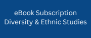 White text on navy background. Text reads: eBook Subscription Diversity & Ethnic Studies.