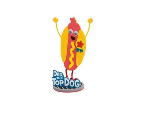 hot dog foam craft with face and arms with Dad, you're top dog sign.